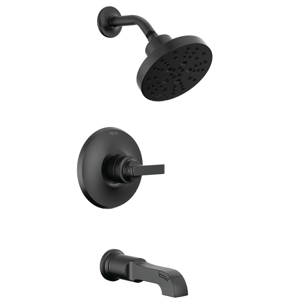 Delta Tetra 1Handle WallMount Tub and Shower Trim Kit in Matte Black