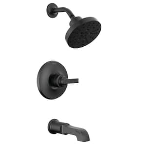 Tetra 1-Handle Wall-Mount Tub and Shower Trim Kit in Matte Black (Valve Not Included)