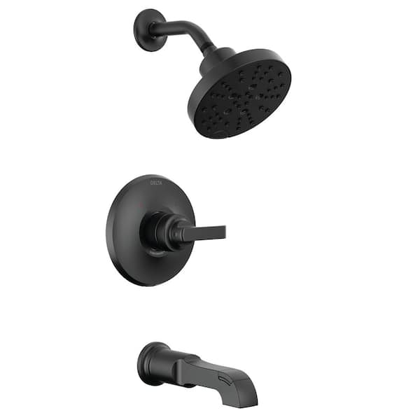 Delta Tetra 1-Handle Wall-Mount Tub and Shower Trim Kit in Matte Black (Valve Not Included)