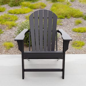 Hampton Black Outdoor Patio Plastic Adirondack Chair