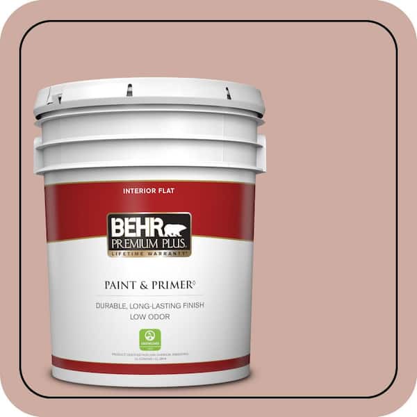 BEHR PREMIUM PLUS 5 gal. #MQ1-50 Art Deco Pink Flat Low Odor Interior Paint & Primer