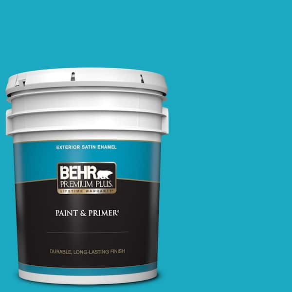 BEHR PREMIUM PLUS 5 gal. #P480-5 High Dive Satin Enamel Exterior Paint & Primer