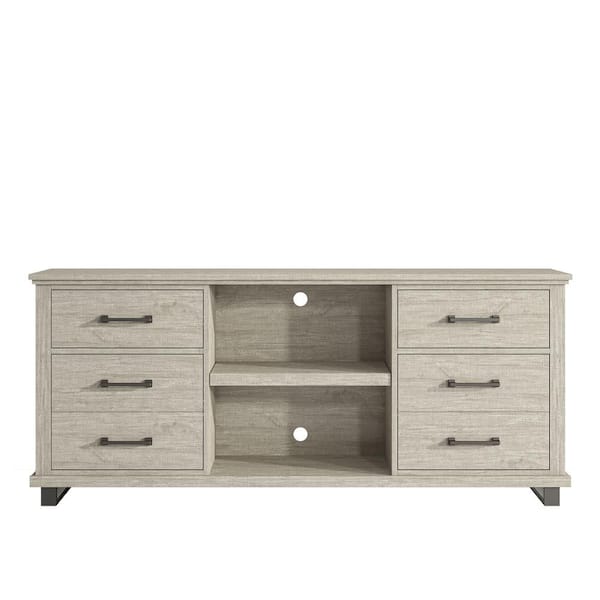 Beige wood online tv stand