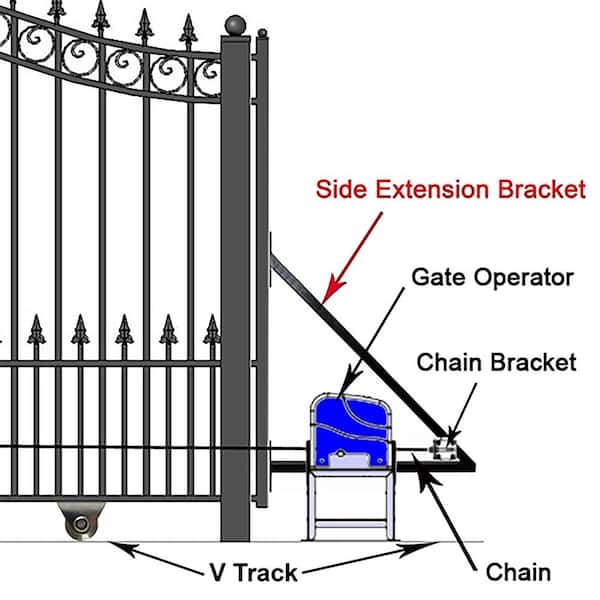 ALEKO 23 ft. x 6 ft. x 18 ft. Black Steel Single Sliding Driveway Gate Paris Style with Pedestrian Gate 5 ft. Fence Gate