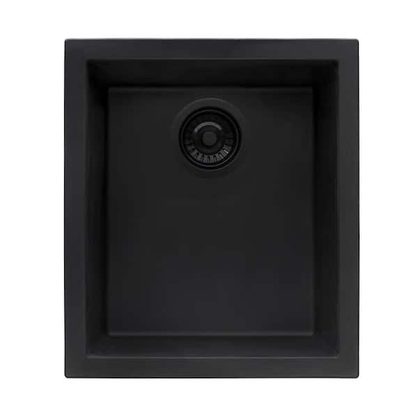 EpiGranite Granite Quartz Composite 15 in. Undermount Bar Sink in Midnight Black