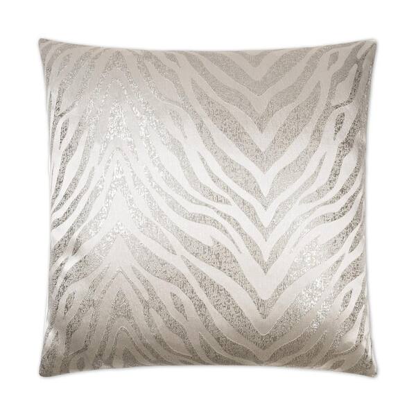 Unbranded Metallic White Geometric Down 24 in. x 24 in. Throw Pillow