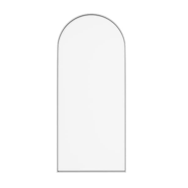 34 in. W x 78 in. H Framed Fixed Shower Door Arched Shower Door in Brushed Nickel with 3/8 in. (10mm) Clear Glass