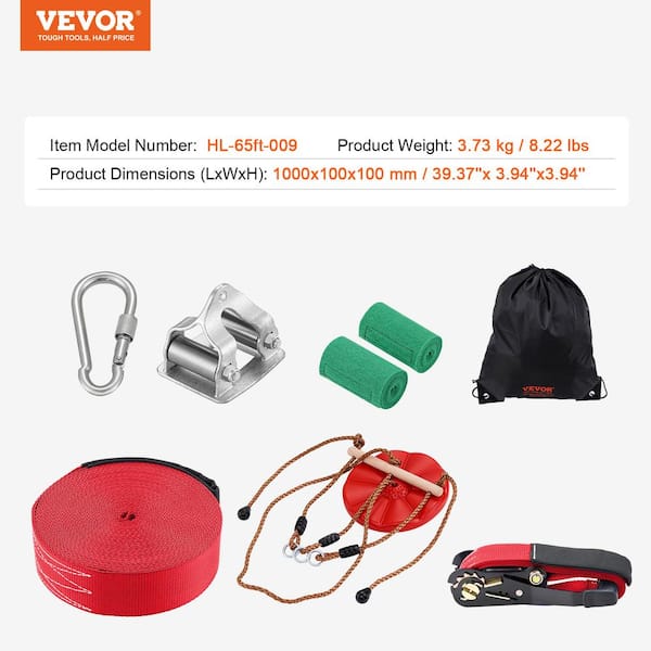 VEVOR Zipline Kit for Kids and Adult 65 ft. Zip Line Kits Up to