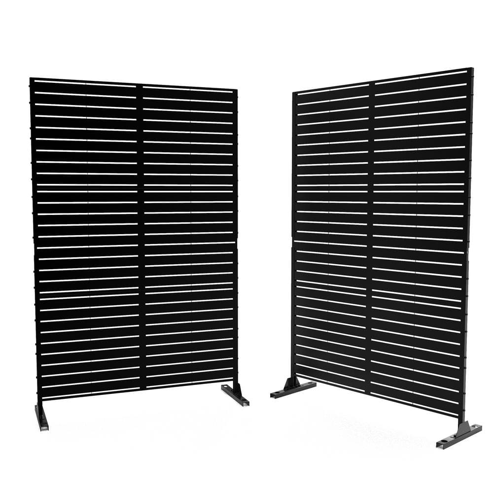 76 in. Galvanized Steel Garden Fence Outdoor Privacy Screen Garden Screen Panels in Black (2-pack) price history on PriceWatchPro