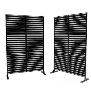 UIXE 76 in. Galvanized Steel Garden Fence Outdoor Privacy Screen Garden Screen Panels in Black (2-pack)