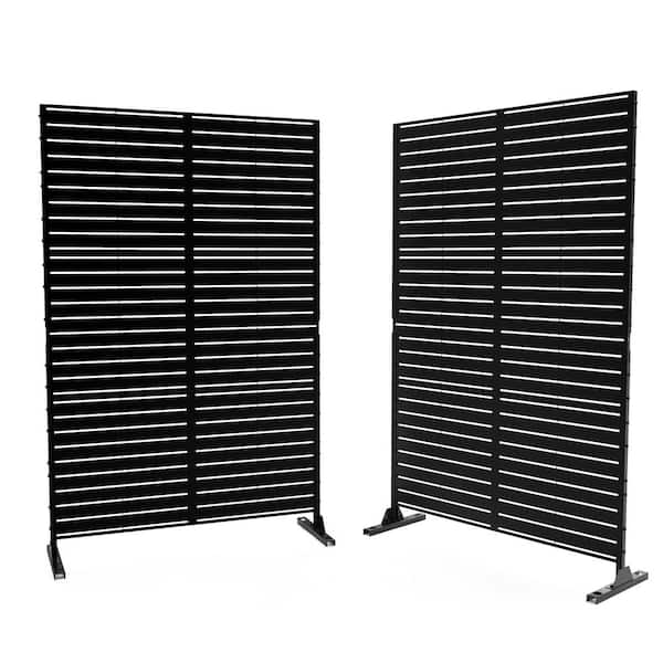 Uixe UIXE 76 in. Galvanized Steel Garden Fence Outdoor Privacy Screen Garden Screen Panels in Black (2-pack)