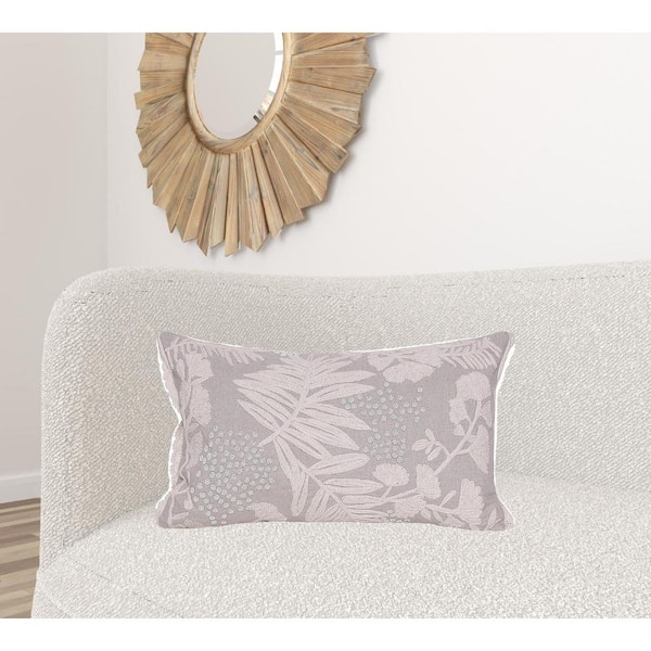 Natural, Ivory Botanical Polyfill 16.00 in. x 24.00 in. Throw Pillow