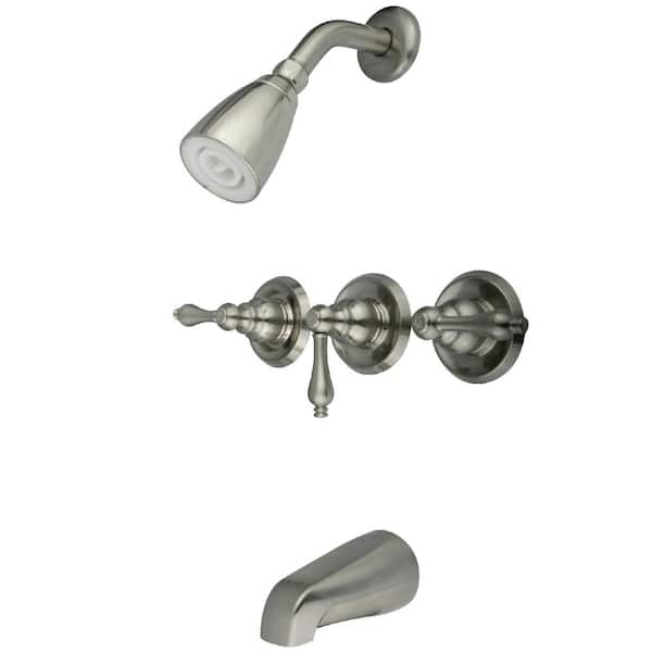 Kingston Brass Magellan 3-Handle 1-Spray Tub and Shower Faucet in Brushed Nickel (Valve Included)