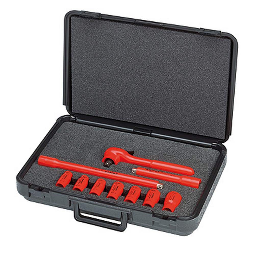 KNIPEX 1,000-Volt Insulated Socket Set 3/8 in. Drive SAE 10-Piece -  98 99 11 S3