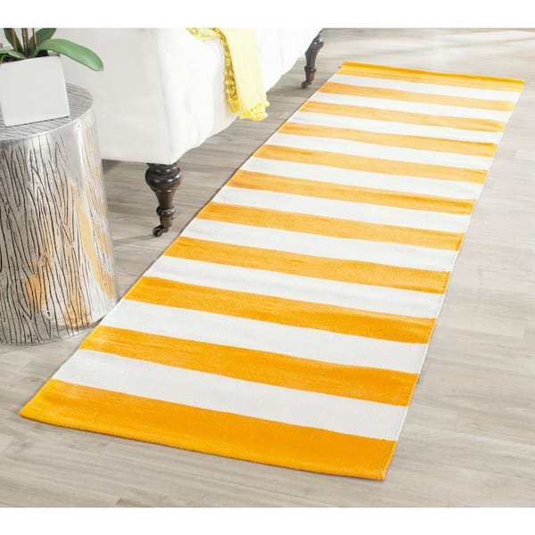 Montauk Yellow/Ivory 2 ft. x 9 ft. Striped Runner Rug