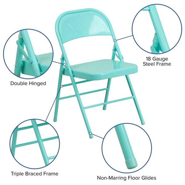 Flash Furniture Tantalizing Teal Metal Folding Chair (4-Pack