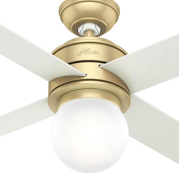 Hunter - Hepburn 52 in. Modern Brass Indoor Ceiling Fan with LED Light Kit and Wall Control