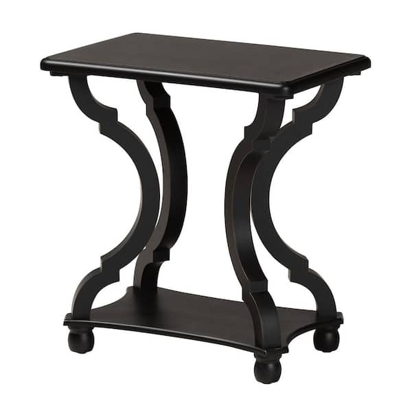 Baxton Studio Cianna 22 in. Black Rectangle Wood End Table