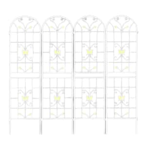 4 Pack Metal Garden Trellis 86.7 in. x 19.7 in. Rustproof Trellis for Climbing Plants Outdoor Flower Support Cream White