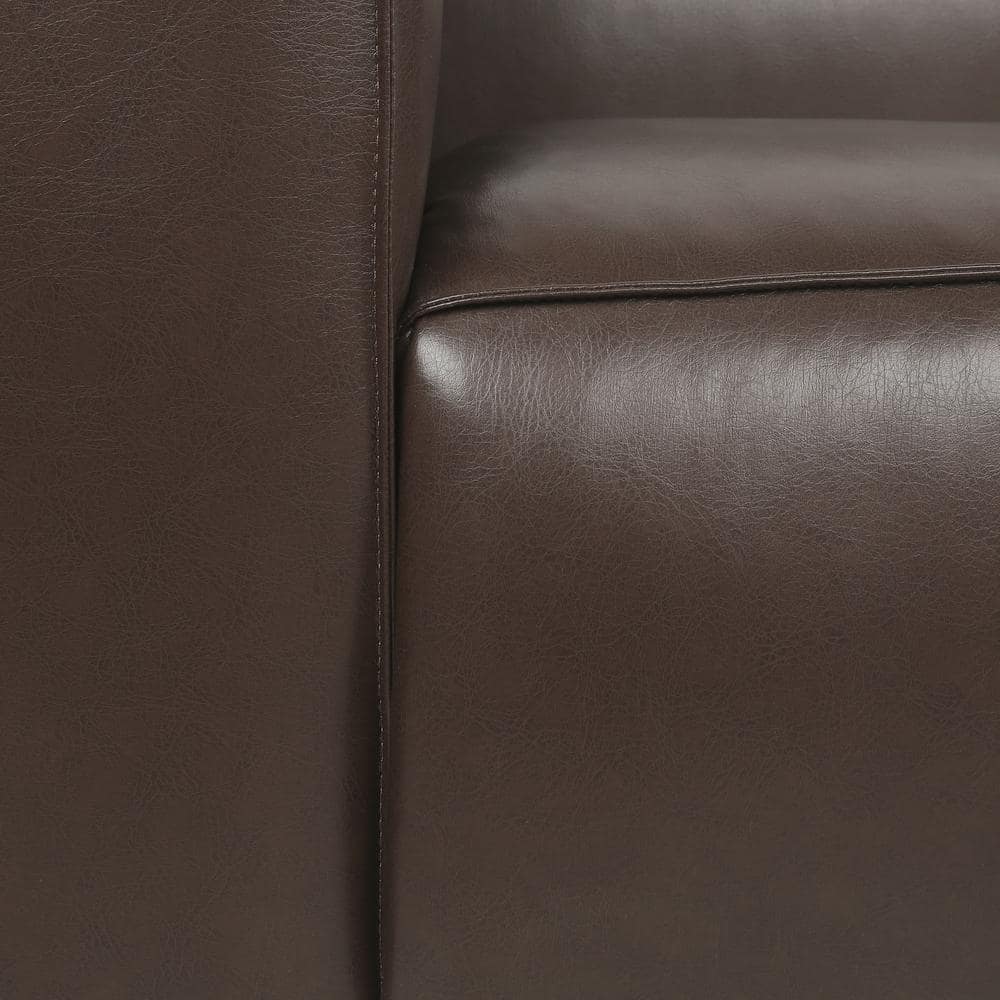 Luxurious Dark Brown Faux Leather Lawson 3-Seater Sofa with Tapered Legs