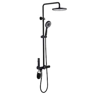 Single Handle 5-Spray Wall Mount Shower Faucet 1.6 GPM with Ceramic Disc Valves Exposed Shower System in. Matte Black