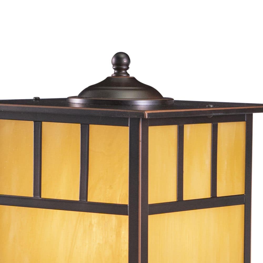 Mission Burnished Bronze Outdoor Post Light with Honey Opal Glass