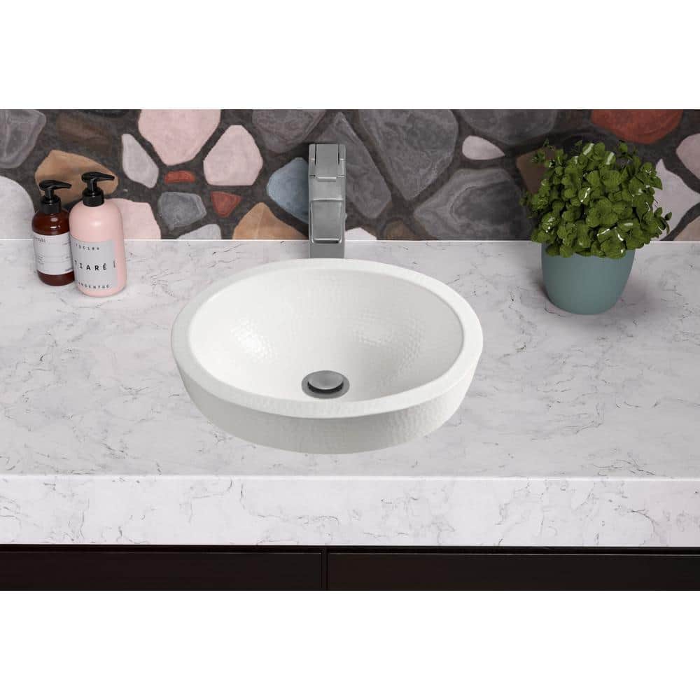 Classic White Hand Hammered Aluminum Oval Vessel Sink