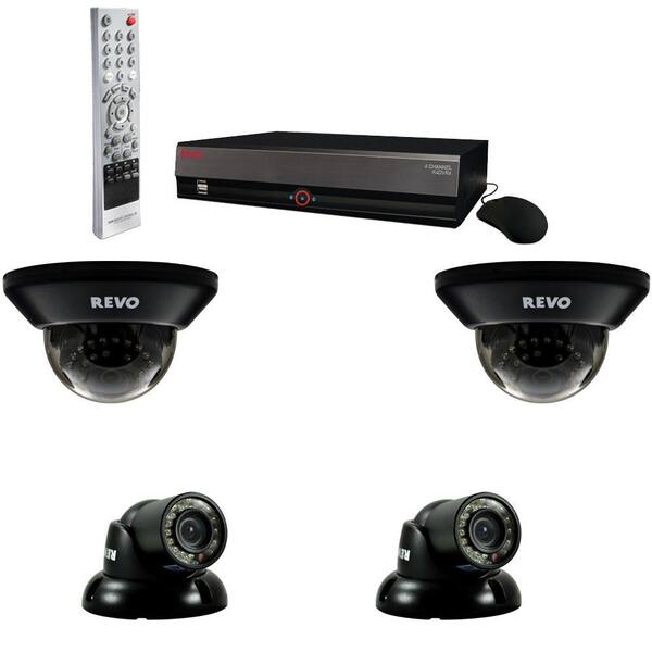 Revo 4-Channel 500GB DVR Wired Surveillance System with (4) 700TVL 100 ft. Night Vision Cameras