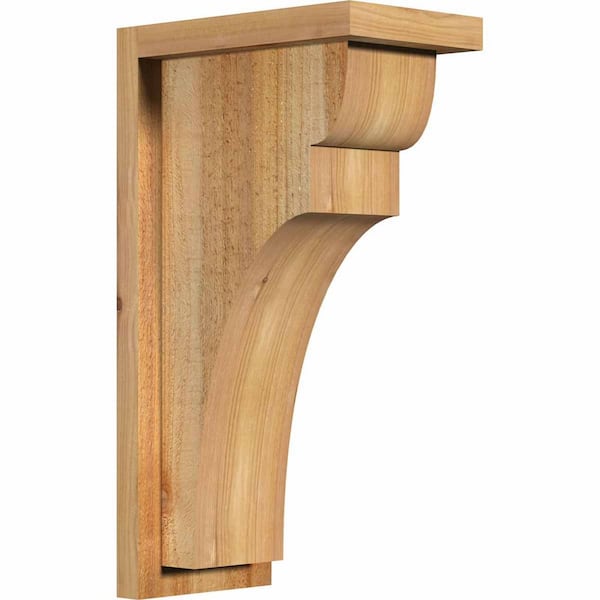 Ekena Millwork 6 in. x 10 in. x 18 in. Western Red Cedar Yorktown Rough Sawn Corbel with Backplate