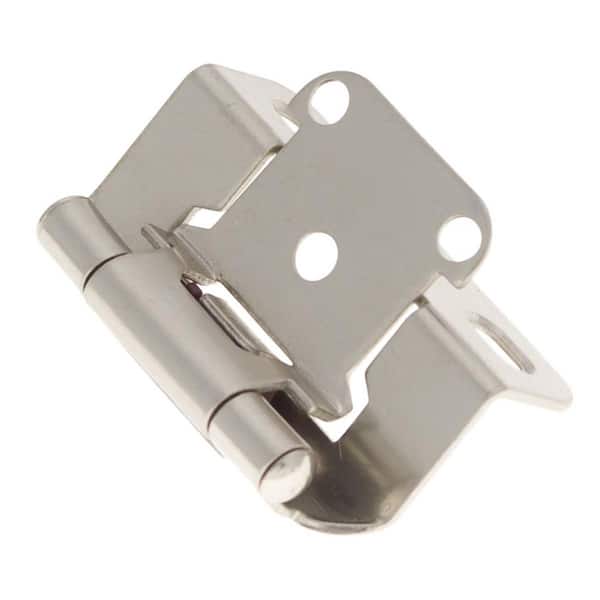 Hinge Semi-Concealed 1/2 in. Overlay Face Frame Part Wrap Self-Close Satin Nickel Finish Hinge (5-Pairs)