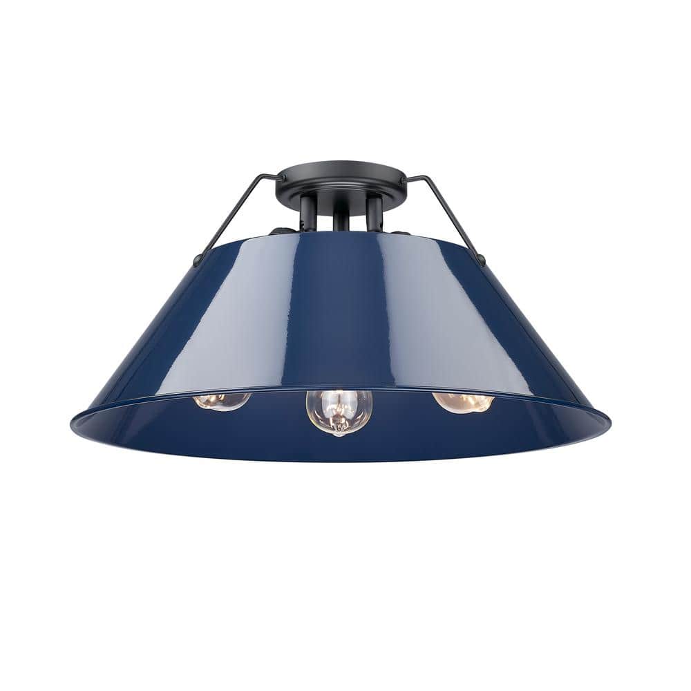 Orwell 18.75 in. 3-Light Matte Black and Matte Navy Flush Mount price history on PriceWatchPro