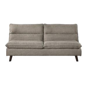 Howerton 74.5 in. Armless Textured Fabric Upholstered Rectangle Sofa with Drop-down back in. Brown color