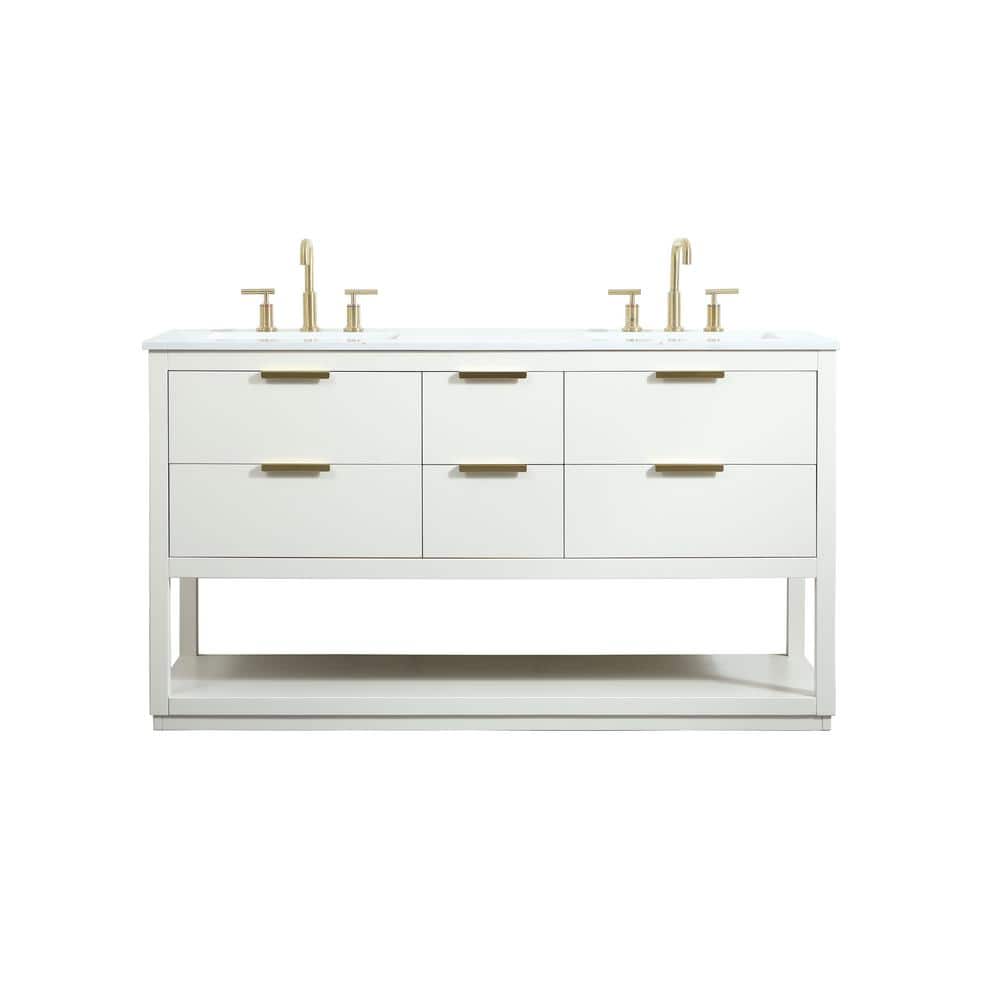 Simply Living 60 in. W x 22 in. D x 34 in. H Bath Vanity in White with Cala