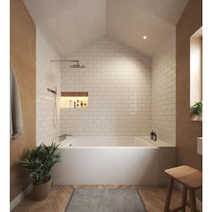 Grayley 60 in. L x 32 in. W Acrylic Left Hand Drain Rectangular Alcove Bathtub in White with Chrome Trim
