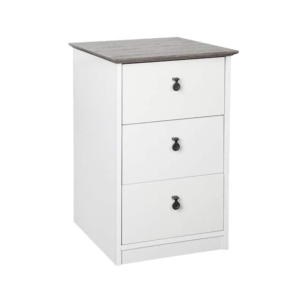 SAINT BIRCH Finley White/Gray Oak 3-Drawer Lateral File Cabinet