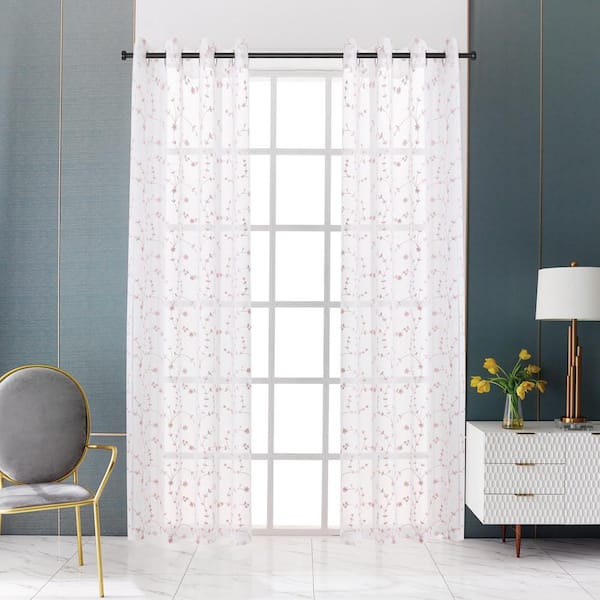 Lyndale Decor Joy Sheer Curtain 52in.Wx54in.L in Blush