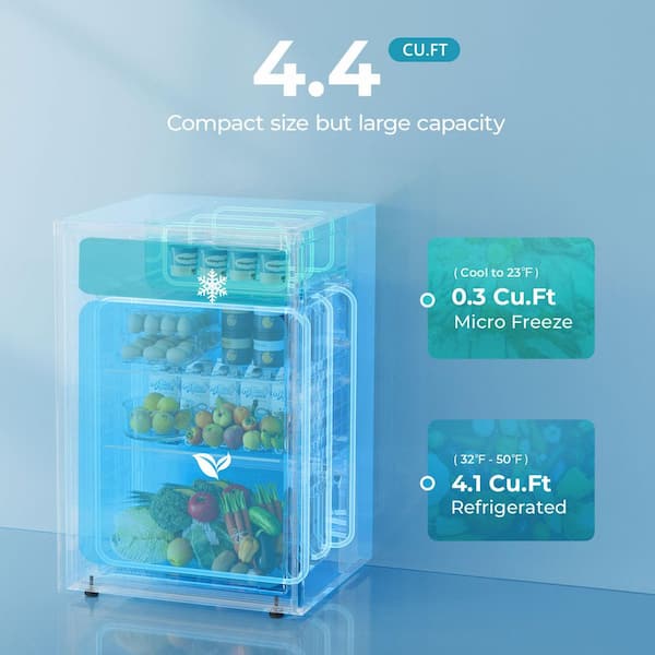 20.3 in 4.4 cu. ft. Mini Refrigerator with Freezer, Reversible Door and Adjustable Shelves in Black