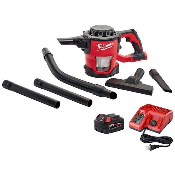 Milwaukee M18 18-Volt Lithium-Ion Cordless Compact Vacuum w/ (1) 5.0Ah Battery and Charger