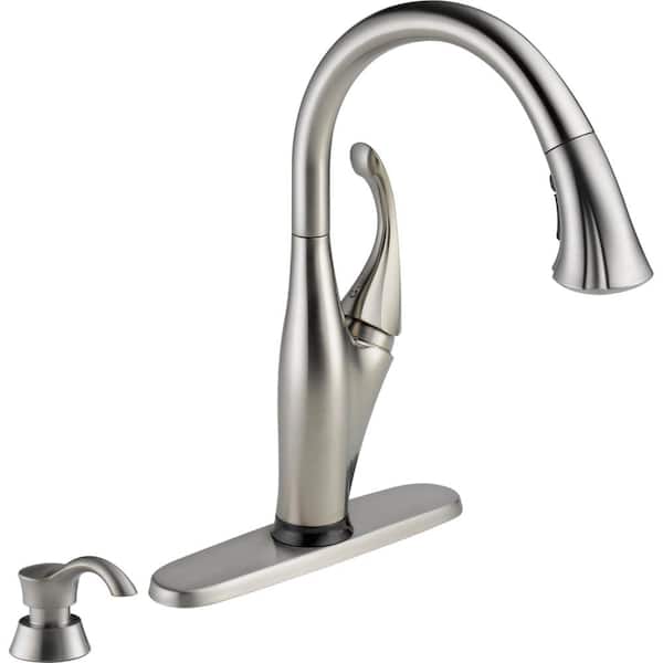Delta Addison Single-Handle Pull-Down Sprayer Kitchen Faucet with Touch2O Technology and Soap Dispenser in Stainless