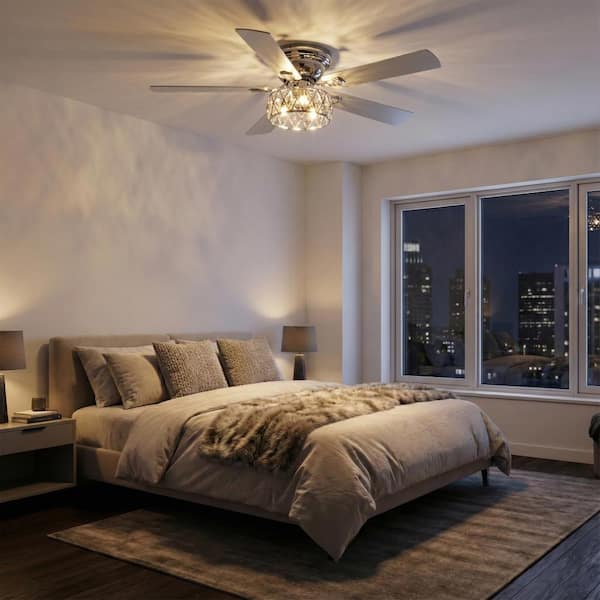 Flashwind Bernard 52 in. Indoor Chrome Chandelier Hugger Ceiling