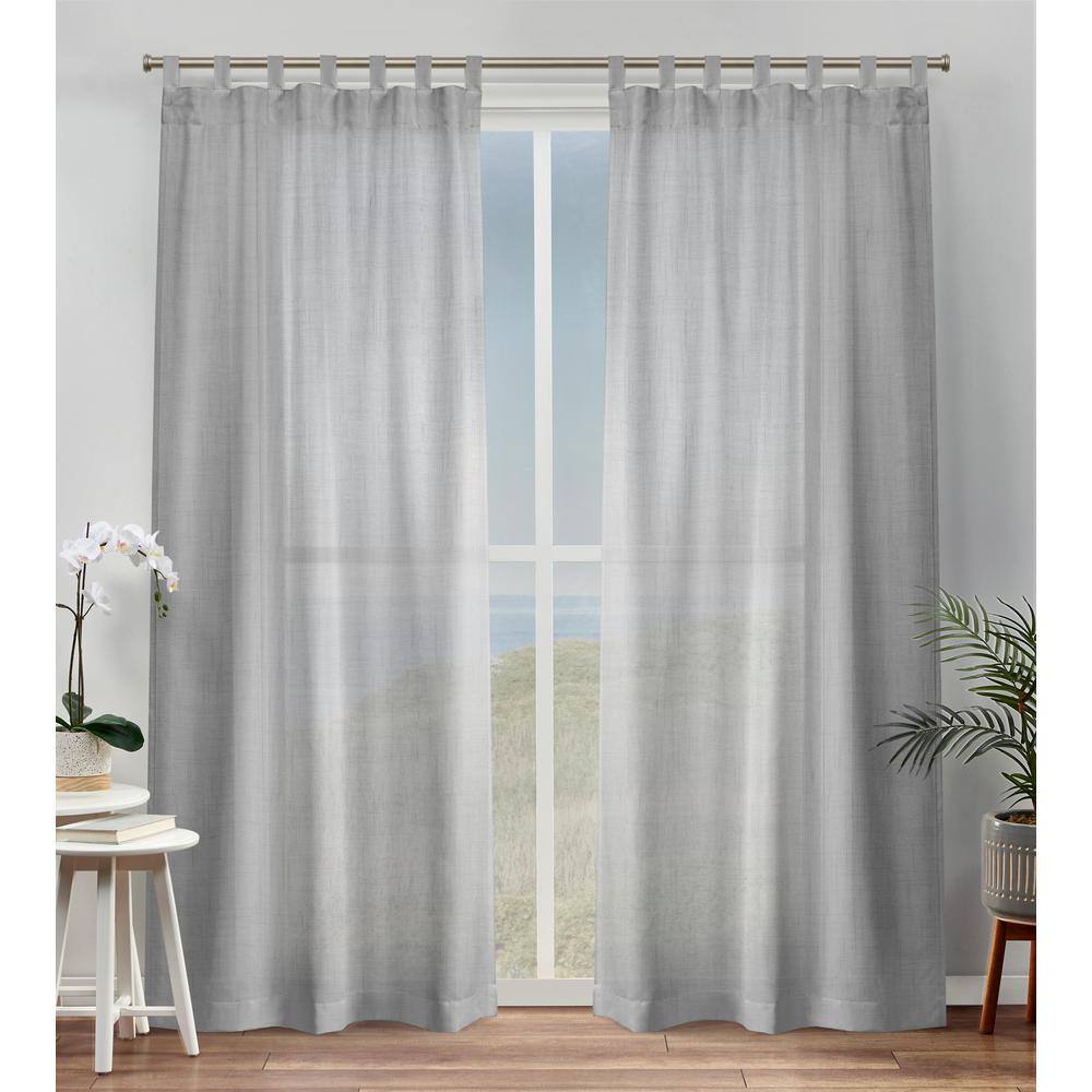 Bella Silver Solid Sheer Tab Top Curtain, 54 in. W x 84 in. L (Set of 2) price history on PriceWatchPro