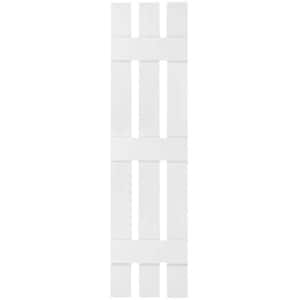12 in. x 59 in. Lifetime Vinyl Custom Three Board Spaced Board and Batten Shutters Pair Bright White