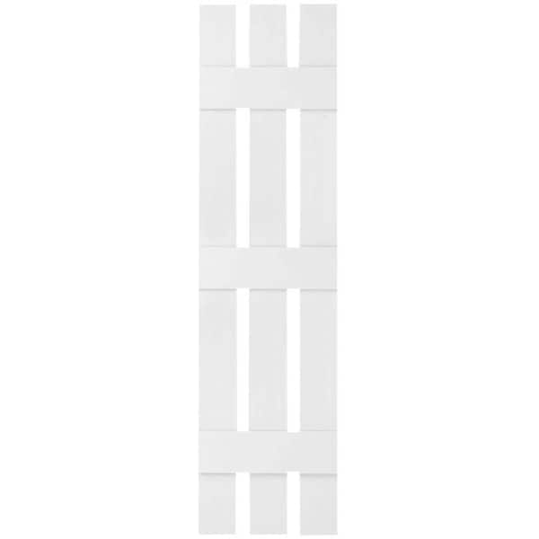Ekena Millwork 12 in. x 81 in. Lifetime Vinyl Custom Three Board Spaced Board and Batten Shutters Pair Bright White