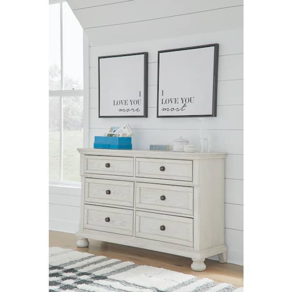 Robbinsdale White 6 Drawer 54 in. Dresser