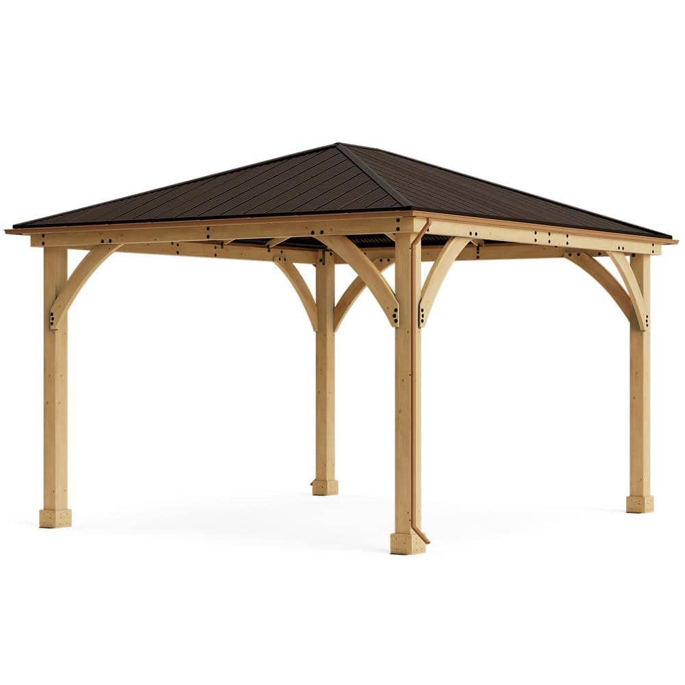 Yardistry Meridian 12 ft. x 14 ft. Outdoor Patio Shade Gazebo with ...