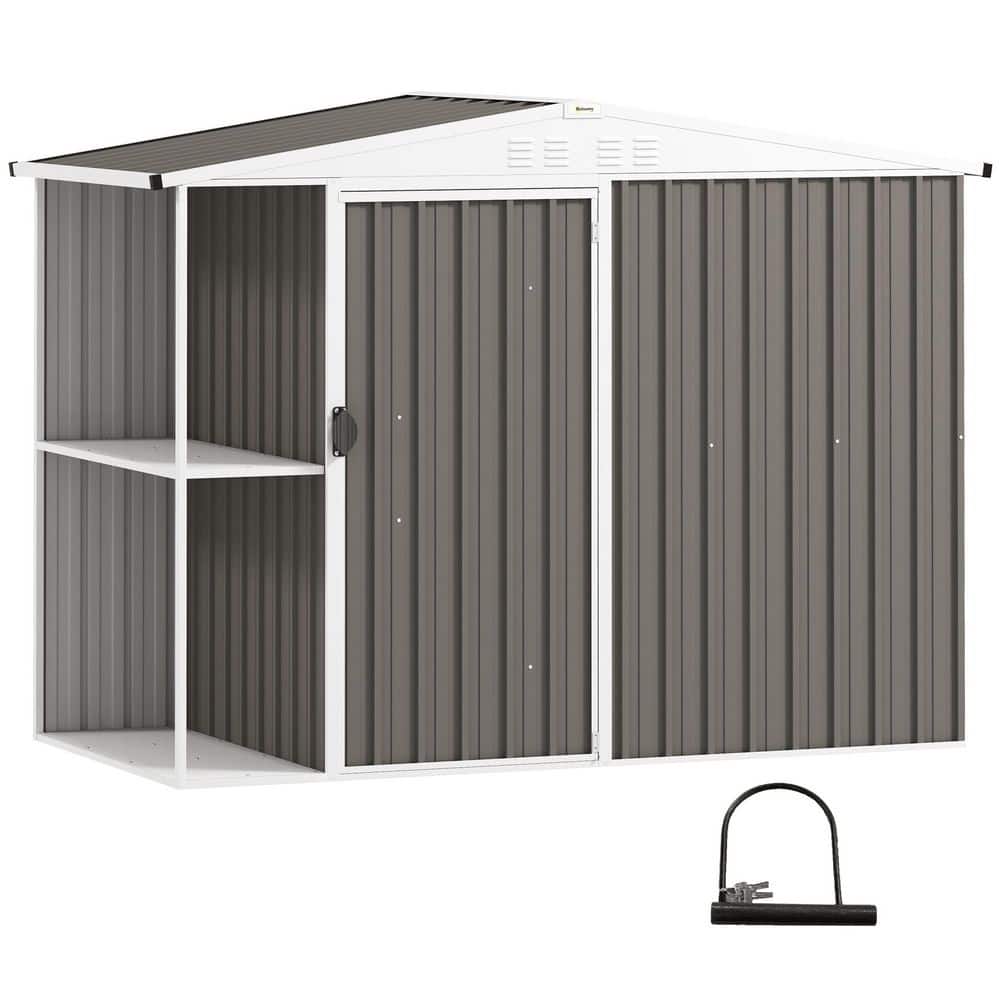 8 ft. x 4 ft. Garden Storage Shed, Outdoor Metal Tool Shed with 2-Tier Stor