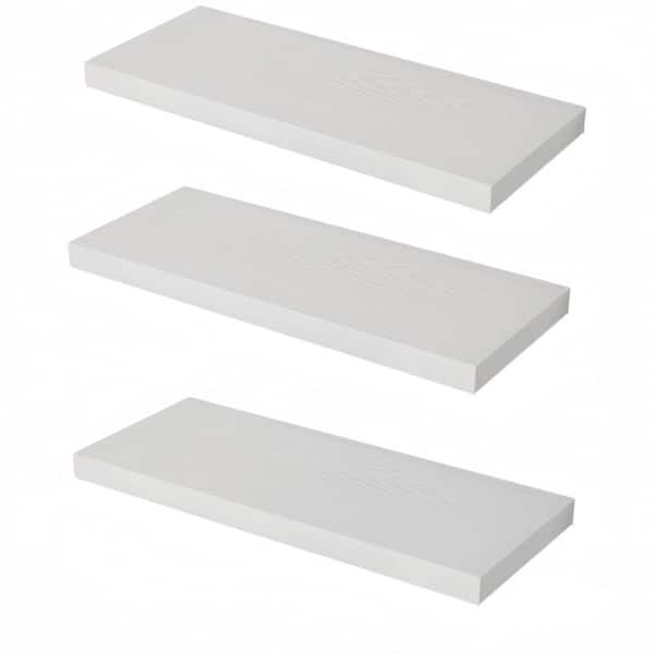 30 in.W x 11.6 in.D Wooden Floating Shelves for Wall,Wall Shelves with Invisible Brackets,White,Set of 3