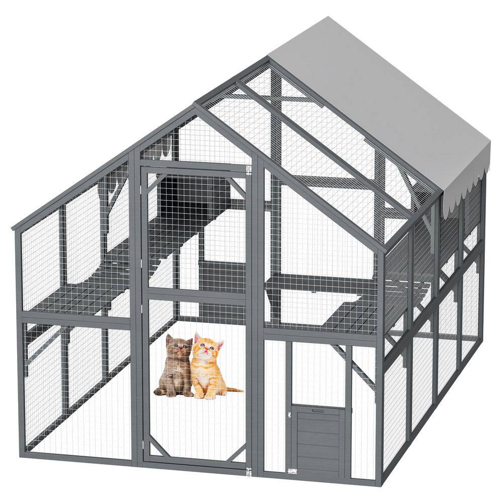 All-Weather Outdoor Cat Haven, Large Catio Enclosure with Protective Roof, Cat Climbing Ramp, Space Pod Sleeper price history on PriceWatchPro