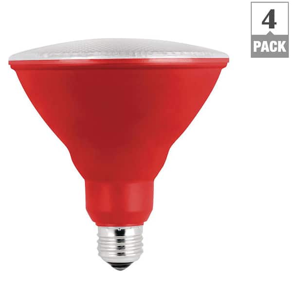 90-Watt Equivalent PAR38 Weatherproof Outdoor Landscape Red Color E26 Medium Base FLood LED Light Bulb (4-Pack)