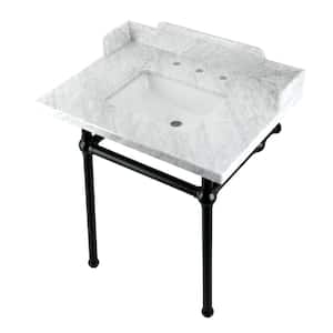 Fauceture Console Sink Set in Marble White/Matte Black